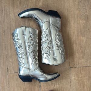 Gold Chrome Western Cowboy Boots